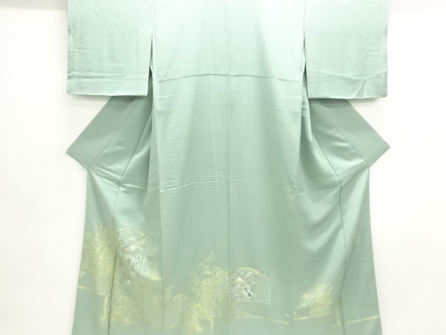 寿光織　時代風景模様刺繍三つ紋色留袖(比翼付き)